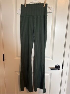 OFFLINE by Aerie Ribbed Flare Pants in Olive Green